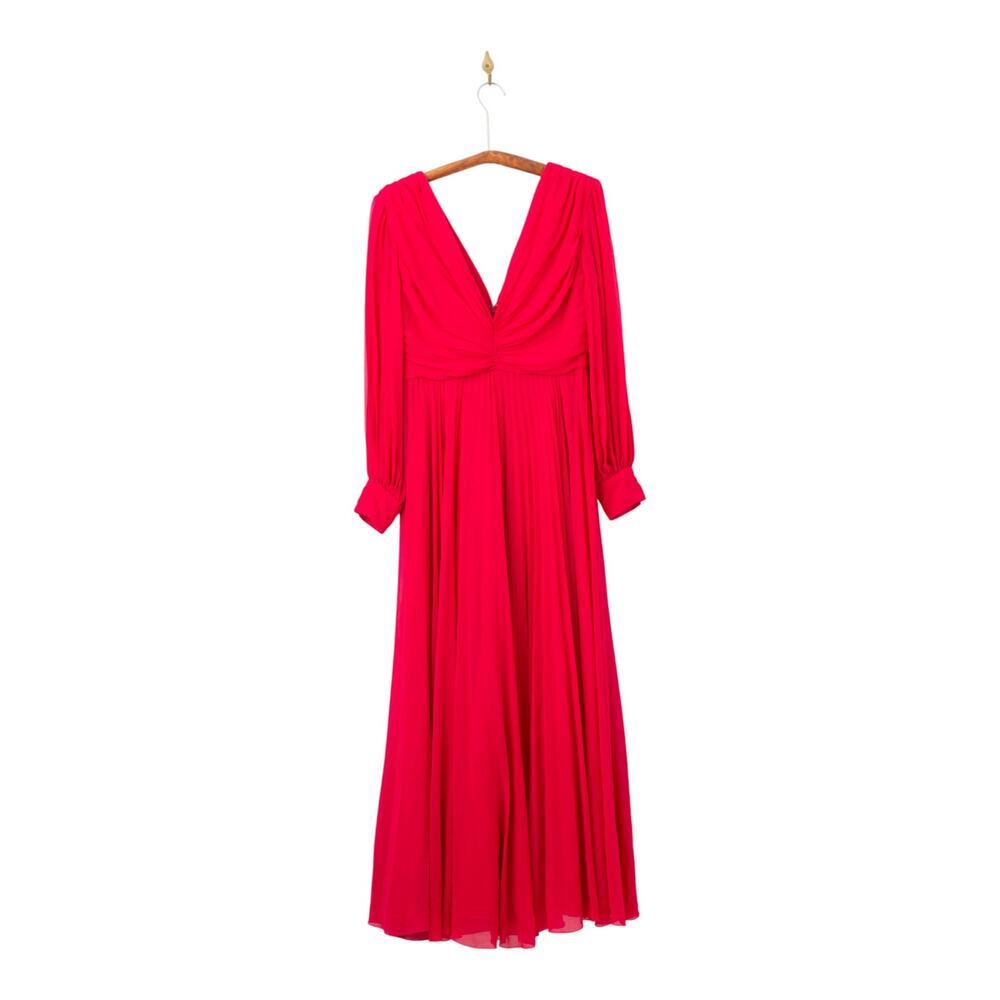 Badgley Mischka Fuchsia Pleated Gown Size 10 - Picture 4 of 10